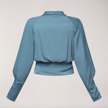 Blouse femme à col en V et manches bouffantes | imported-image-4