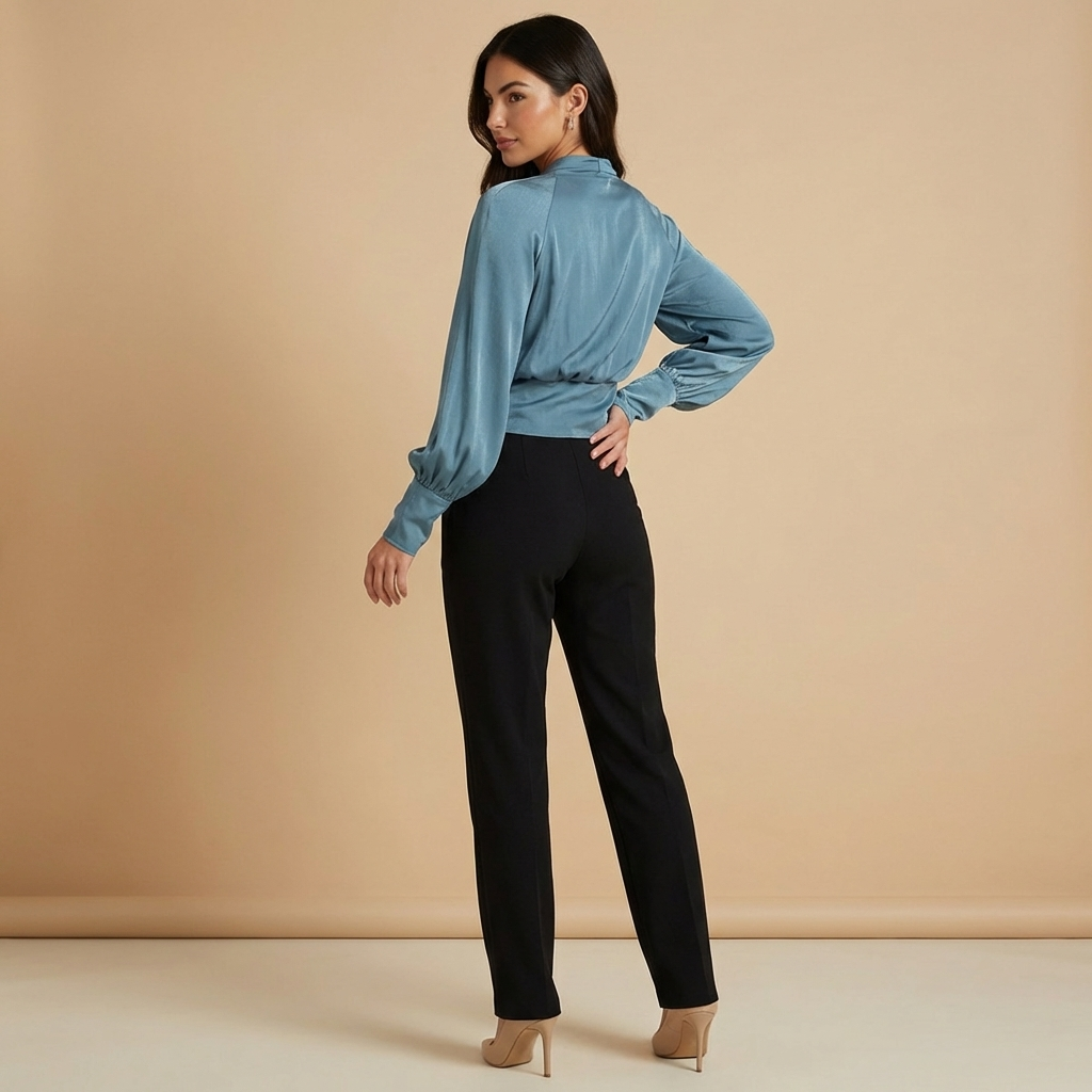 Blouse femme à col en V et manches bouffantes | imported-image-5