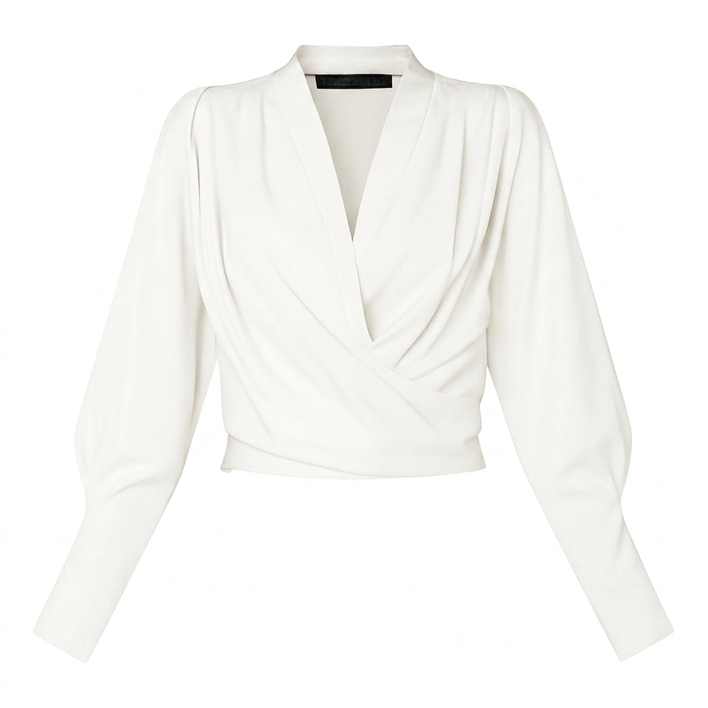 Blouse femme à col en V et manches bouffantes | imported-image-6