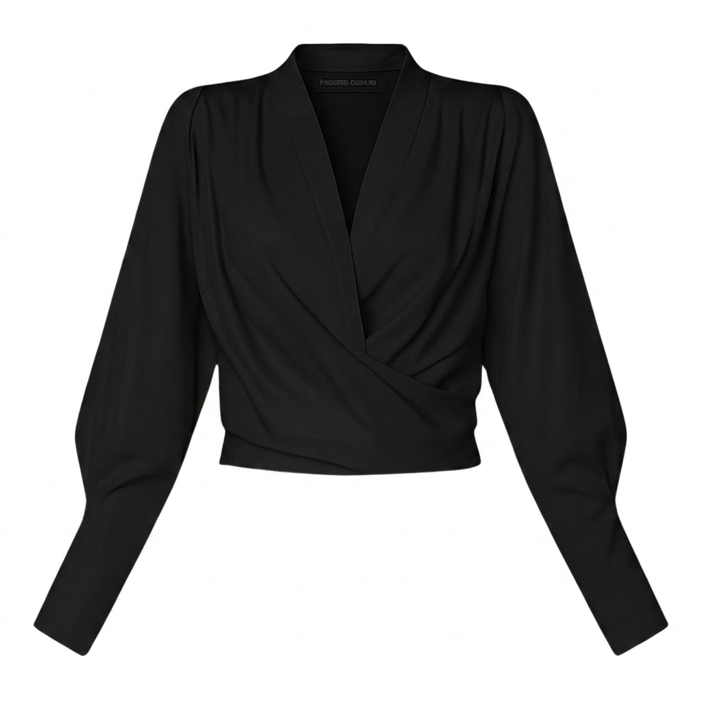 Blouse femme à col en V et manches bouffantes | imported-image-7