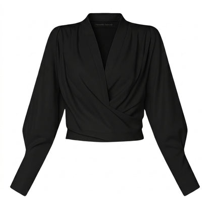 Blouse femme à col en V et manches bouffantes | imported-image-7