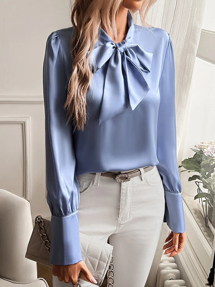 Blouse Femme Col Lavallière Manches Longues-Gigié