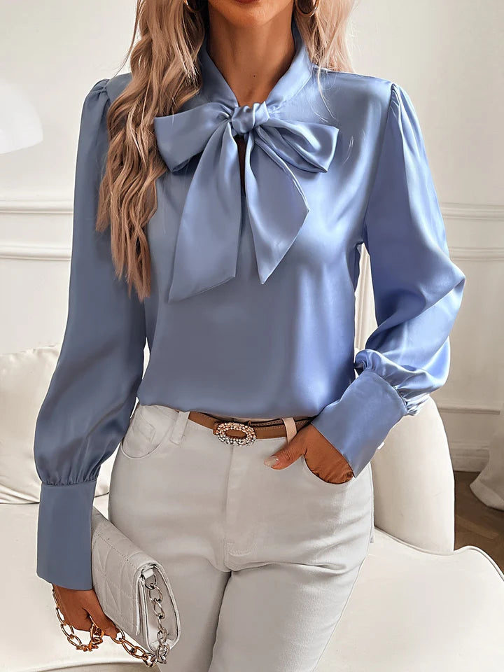 Blouse Femme Col Lavallière Manches Longues-Gigié
