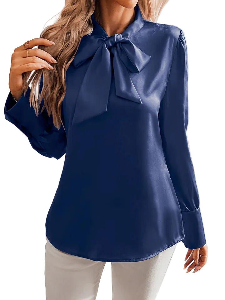 Blouse Femme Col Lavallière Manches Longues-Gigié