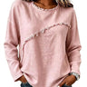 Blouse à manches longues avec bordures effilochées pour femme 1