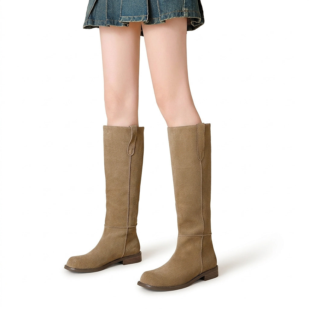 Bottes hautes en daim pour femme 1