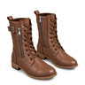 Bottes mi-mollet à lacets pour femme avec fermetures éclair latérales et boucle 1