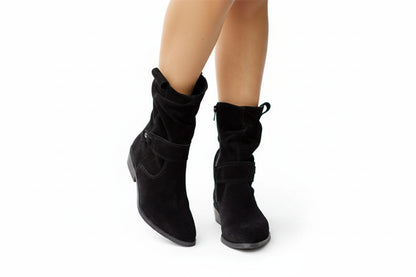 Bottes mi-mollet pour femmes avec sangle et fermeture éclair latérale-Boots Female-Gigié