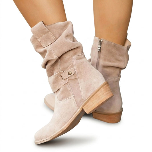 Bottes mi-mollet slouchy en daim pour femme 1