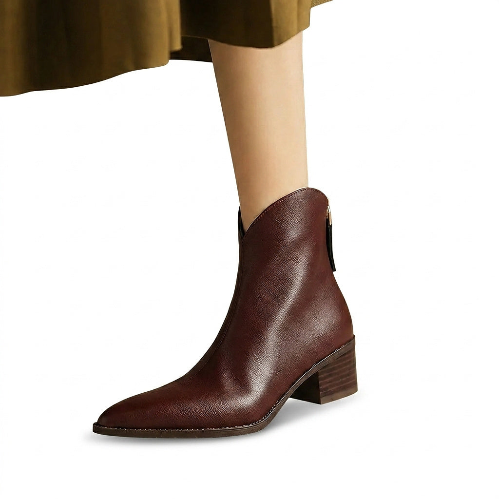 Bottines à bout pointu pour femme avec talon bloc 1