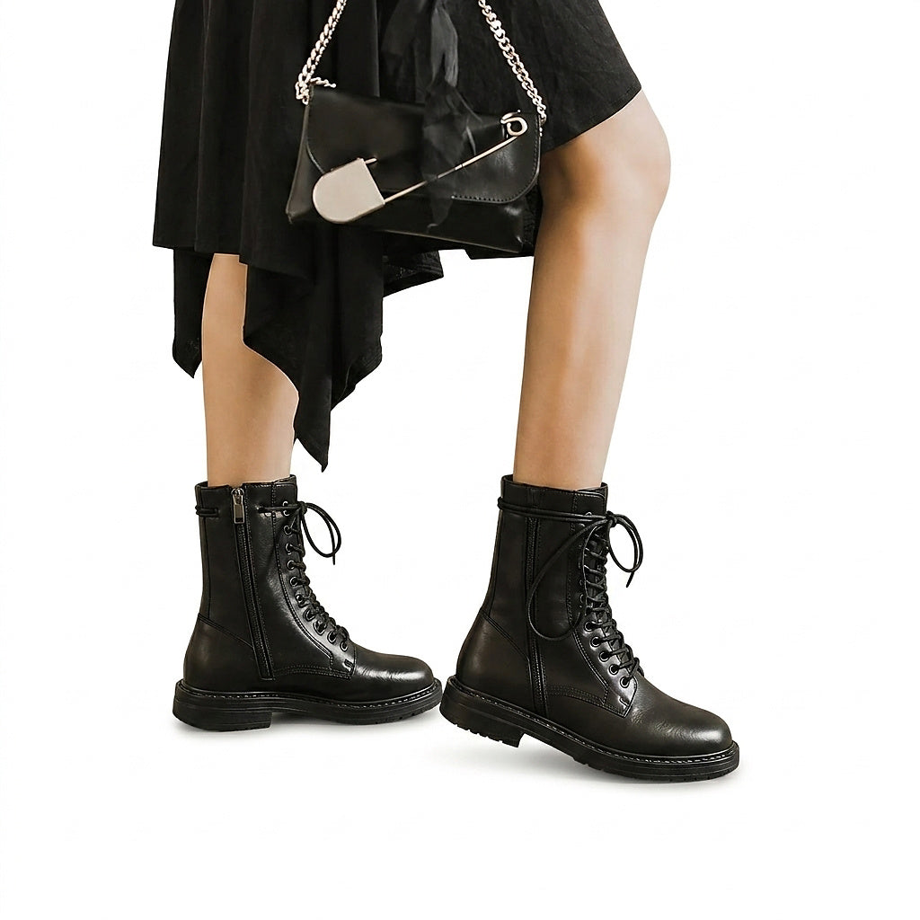 Bottines à lacets pour femme avec fermetures éclair latérales 1