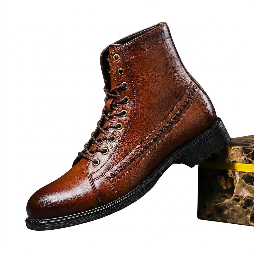 Bottines à lacets pour homme avec détail tressé sur le côté 1