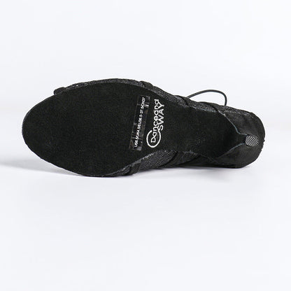 Bottines à talon avec laçage et empiècements en maille pour femme-Women Heels-Gigié