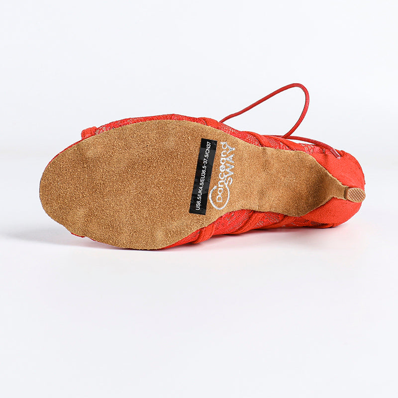 Bottines à talon avec laçage et empiècements en maille pour femme-Women Heels-Gigié