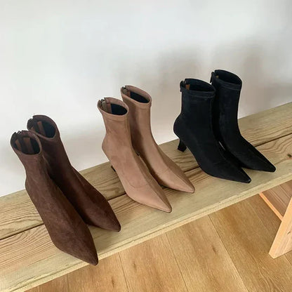 Bottines Femme Bout Pointu Talon Aiguille Moyen-Gigié