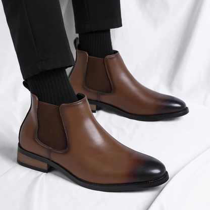 Bottines pour homme avec panneaux latéraux élastiques et languettes-Men Shoes-Gigié