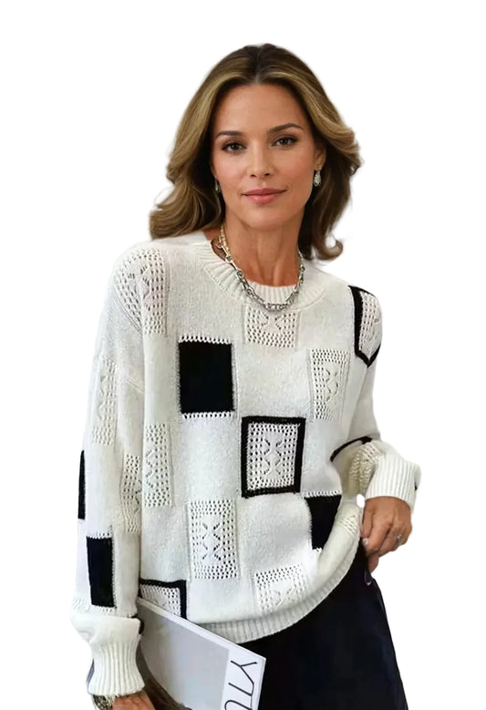 Pull en maille à motif géométrique pour femme