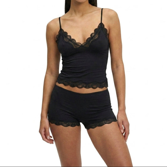 Femme - Ensemble caraco à bretelles réglables et short avec bordure en dentelle | imported-image-1