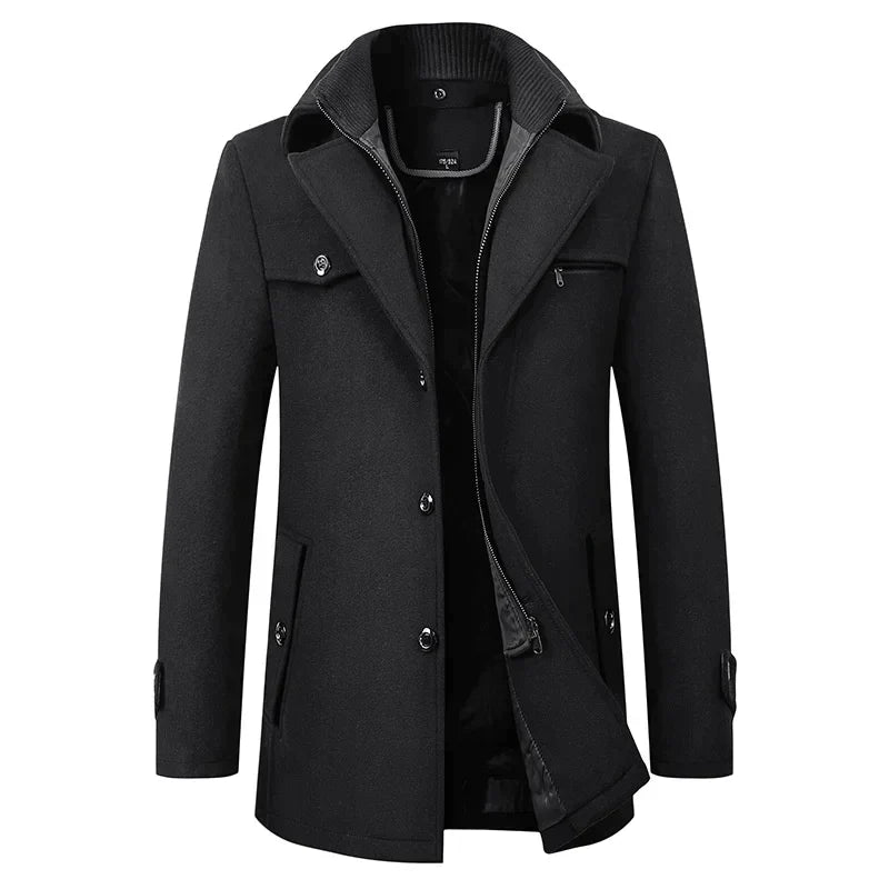 Caban mi-long pour homme avec couche intérieure zippée 1