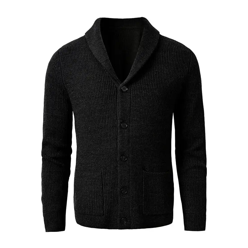 Cardigan en maille boutonné pour homme avec col châle 1