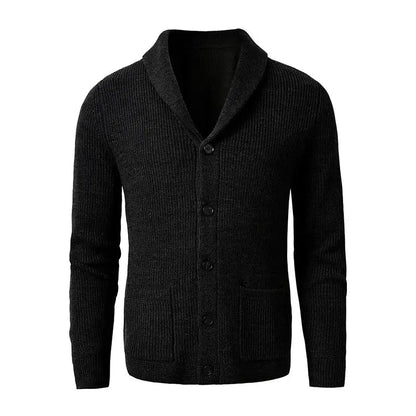 Cardigan en maille boutonné pour homme avec col châle 1