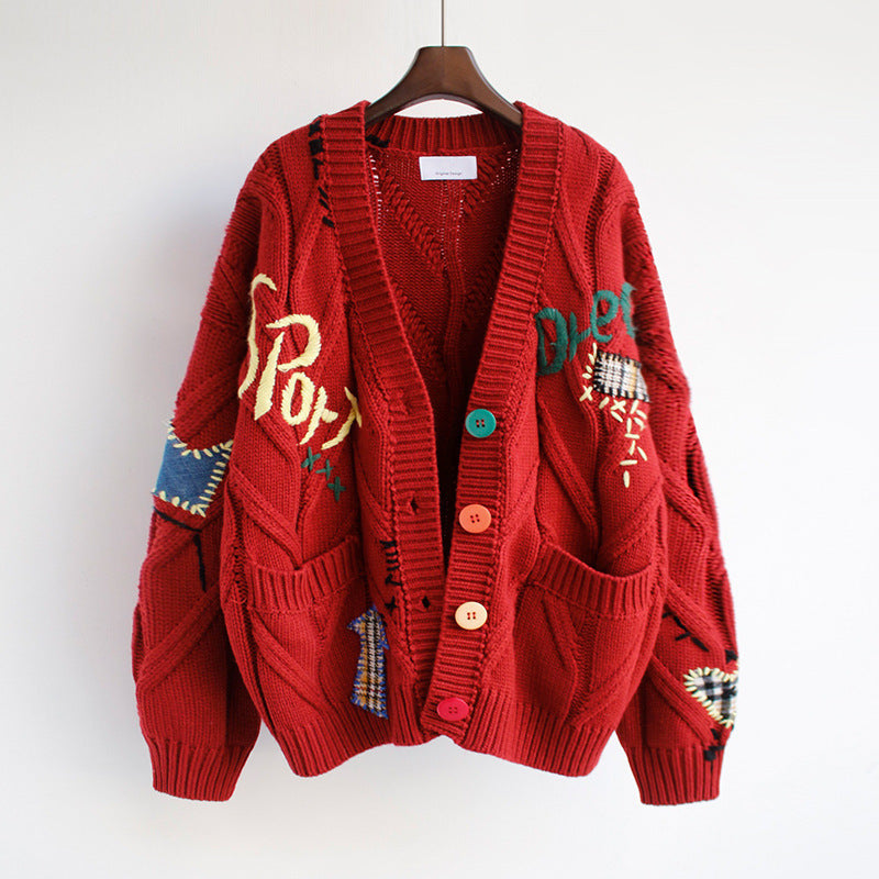 Cardigan en maille pour femme avec fermeture boutonnée, encolure en V et poches plaquées-Cardigan Women-Gigié