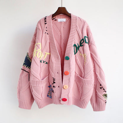 Cardigan en maille pour femme avec fermeture boutonnée, encolure en V et poches plaquées-Cardigan Women-Gigié