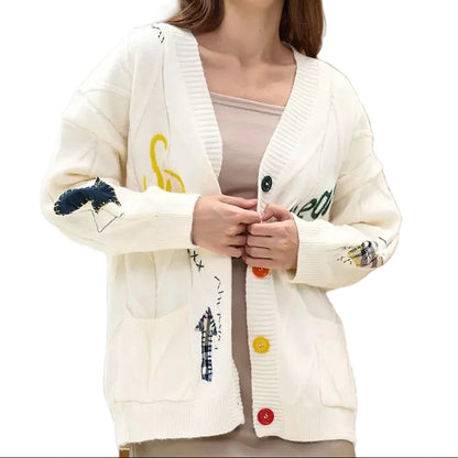 Cardigan en maille pour femme avec fermeture boutonnée, encolure en V et poches plaquées-Cardigan Women-Gigié