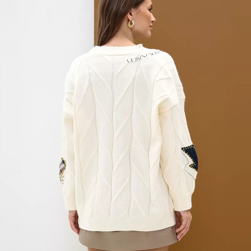 Cardigan en maille pour femme avec fermeture boutonnée, encolure en V et poches plaquées-Cardigan Women-Gigié