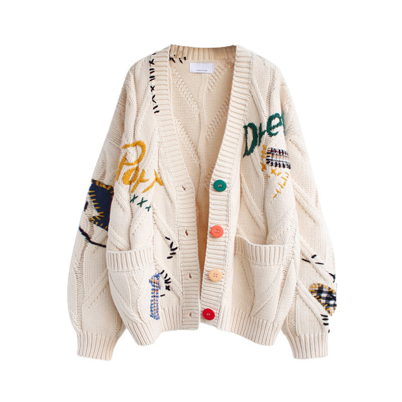 Cardigan en maille pour femme avec fermeture boutonnée, encolure en V et poches plaquées-Cardigan Women-Gigié