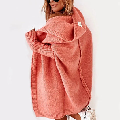 Cardigan Long Femme Tricot à Capuche-Gigié