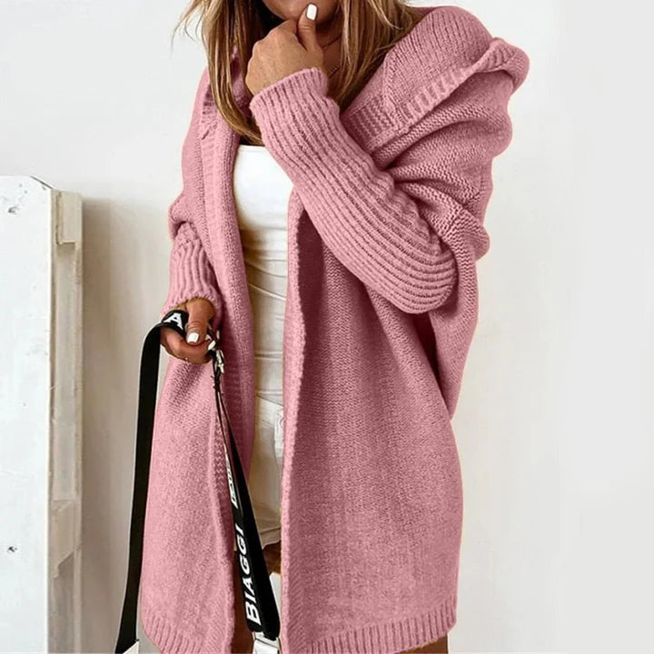 Cardigan Long Femme Tricot à Capuche-Gigié