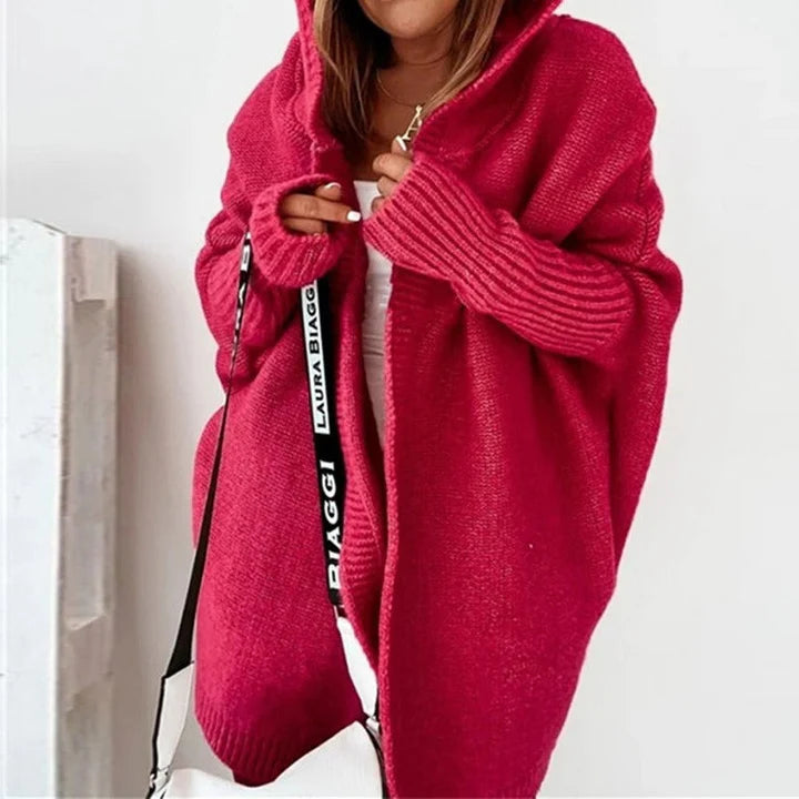 Cardigan Long Femme Tricot à Capuche-Gigié