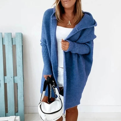 Cardigan Long Femme Tricot à Capuche-Gigié