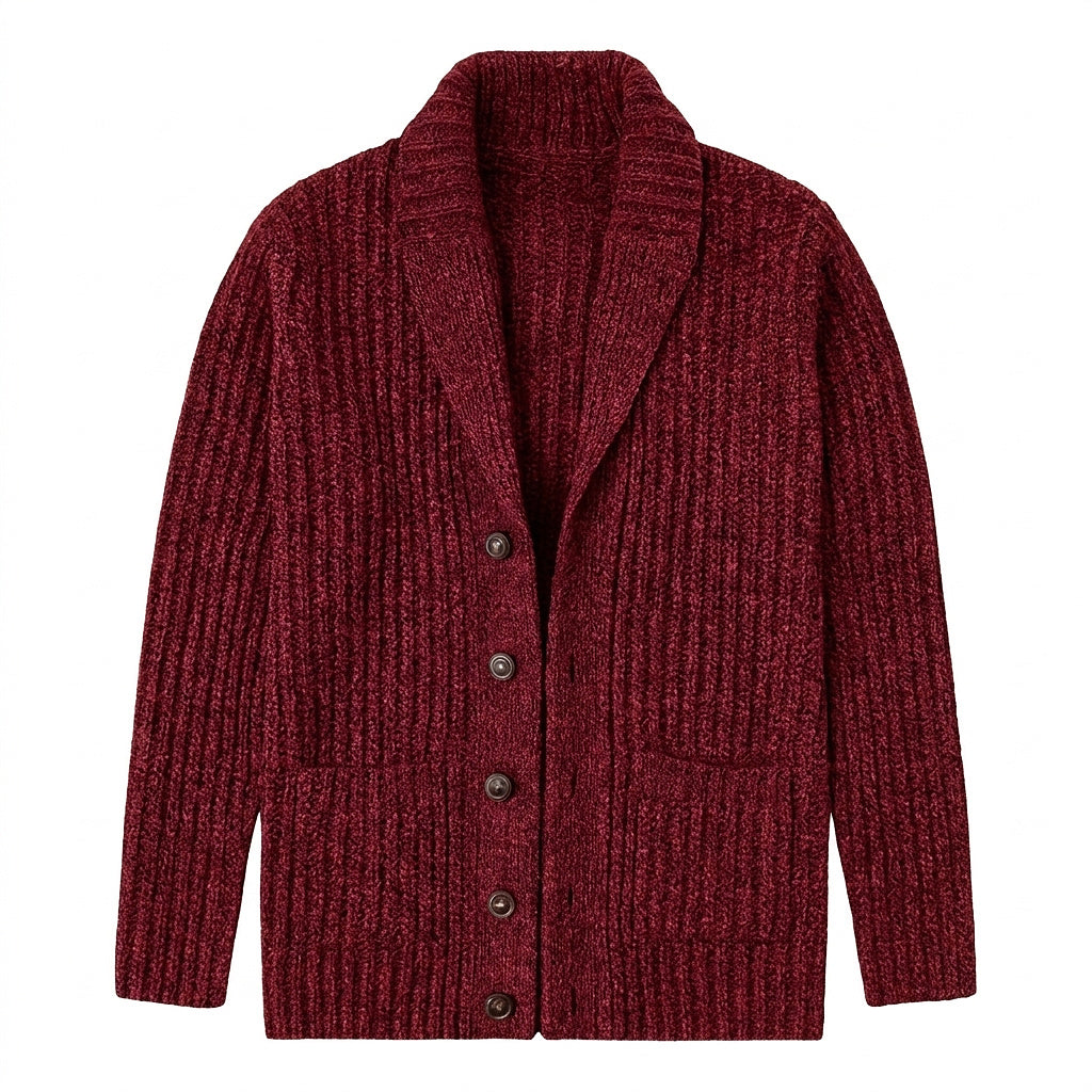 Cardigan homme en maille épaisse avec col châle 1