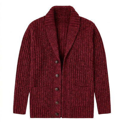 Cardigan homme en maille épaisse avec col châle 1