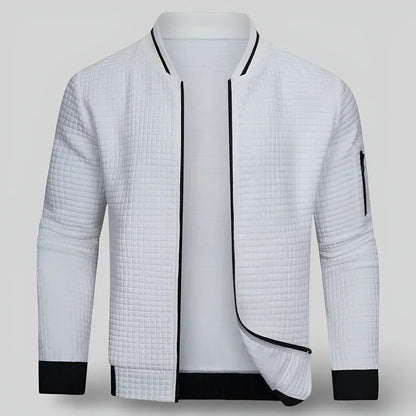 Cardigan Homme Zippé à Col Rond avec Structure Matelassée-Gigié
