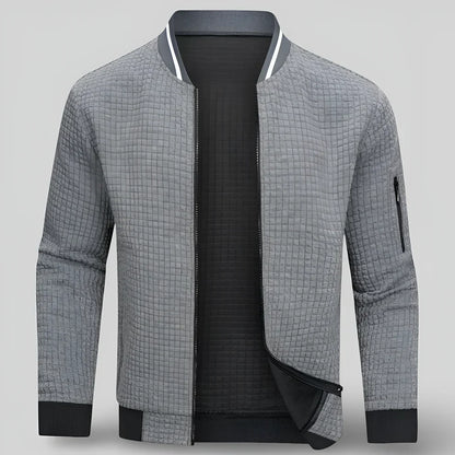 Cardigan Homme Zippé à Col Rond avec Structure Matelassée-Gigié
