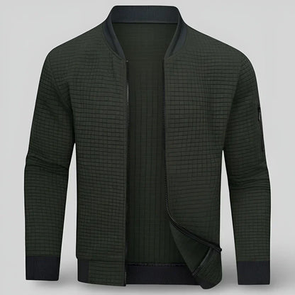 Cardigan Homme Zippé à Col Rond avec Structure Matelassée-Gigié
