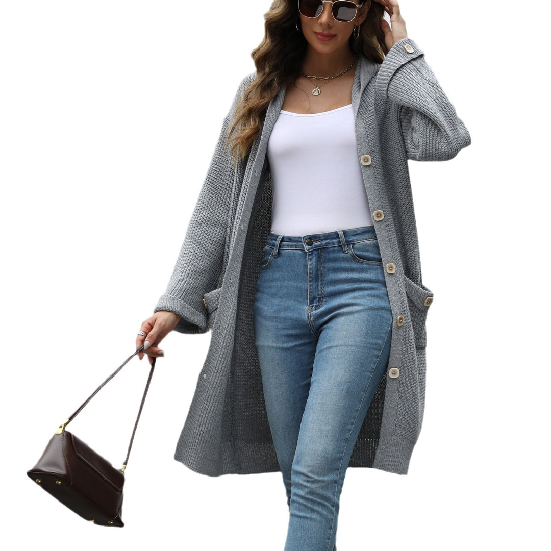 Cardigan long en maille avec fermeture à boutons et poches plaquées-Cardigan Women-Gigié