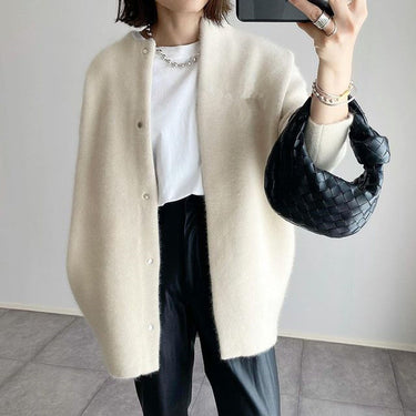 Cardigan long en maille pour femme avec fermetures à pression 2