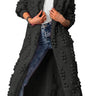 Cardigan long en maille à pompons ouvert sur le devant pour femme 1