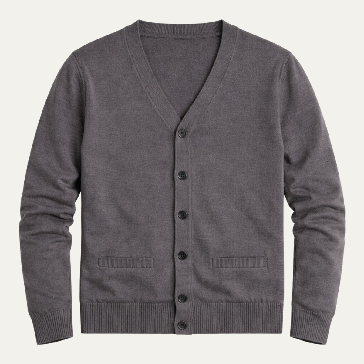 Cardigan pour homme à boutons avec col en V et finitions côtelées-Cardigan Men-Gigié