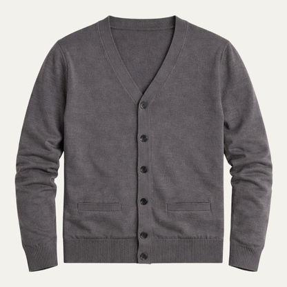 Cardigan pour homme à boutons avec col en V et finitions côtelées-Cardigan Men-Gigié