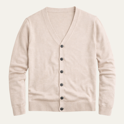 Cardigan pour homme à boutons avec col en V et finitions côtelées-Cardigan Men-Gigié