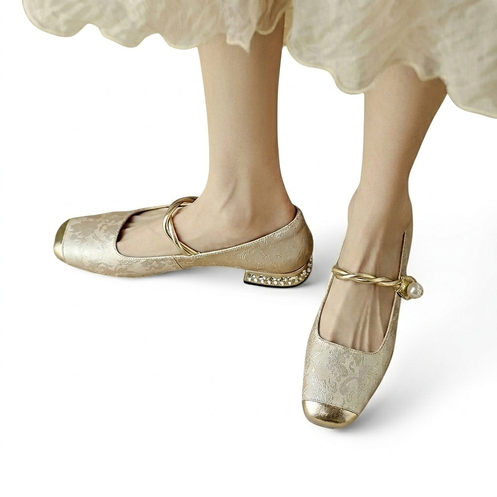 MESTELLE™|ORTHOPEDIC MARY JANE SHOES Beige 1