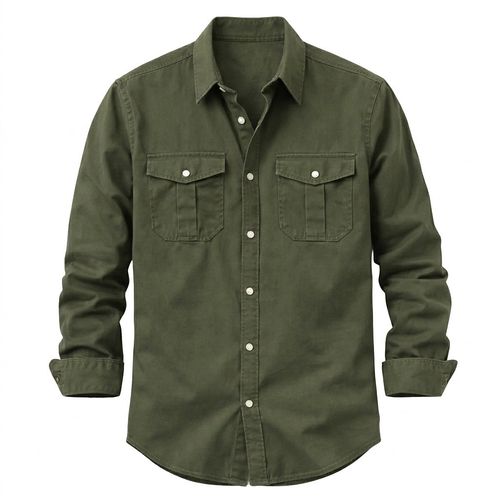 Chemise à manches longues pour homme avec deux poches poitrine 1
