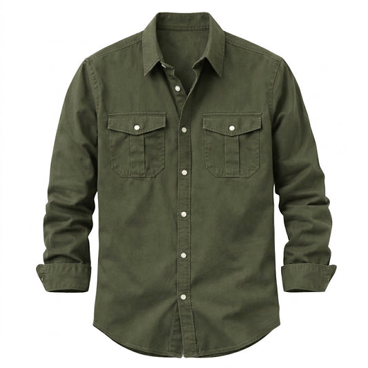 Chemise à manches longues pour homme avec deux poches poitrine 1