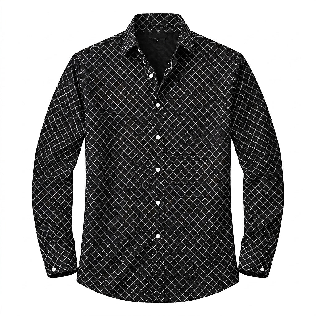 Chemise à manches longues pour homme avec imprimé géométrique 1