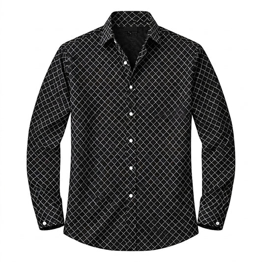 Chemise à manches longues pour homme avec imprimé géométrique 1